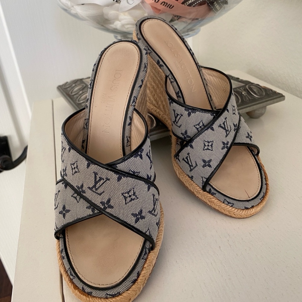 Auth Louis Vuitton Wedge Slides - image 3